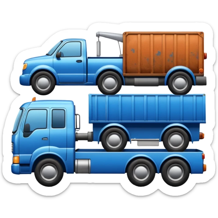 A car towed by a truck,the towed car is at right side and it’s tilt sticker