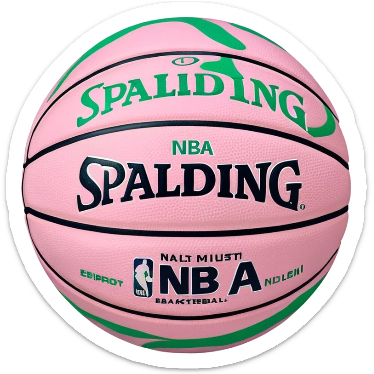 Spalding basketball with NBA logo, white color with pastel pink and green swirls pattern sticker