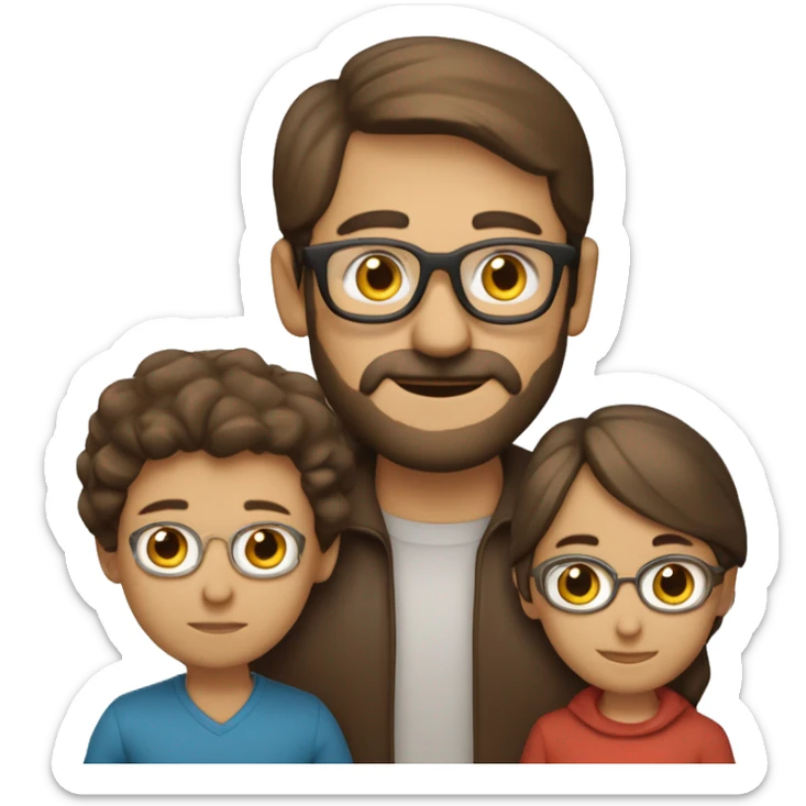 Familia de padre rubio con gafas, madre de pelo largo y liso y castaño, y  niño rubio  sticker