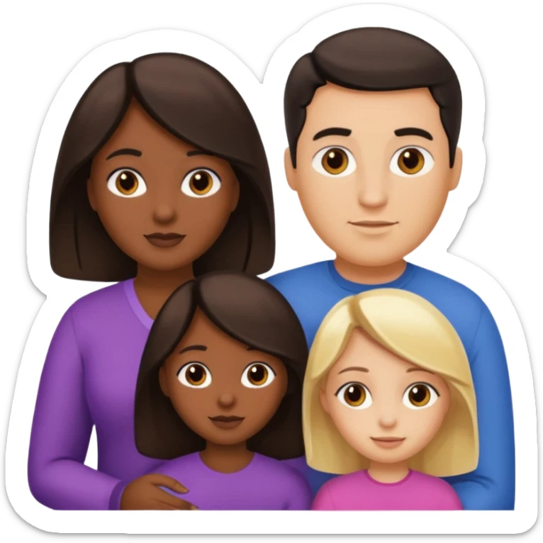 Familia de 4 personas : Hombre gordito pelo oscuro, Mujer pelo cafe, hija 1 pelo mono , hija 2 pelo oscuro. sticker