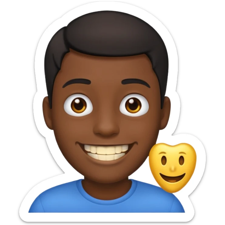 Isso agora faca esse emoji masculino com um cabelo preto baixo e um sorriso com um dente de ouro sticker