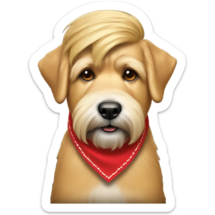 President Donald trump with wheaten terrier wearing a red bandana sticker