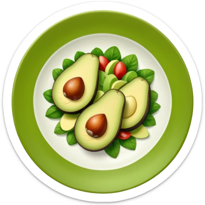 A stylized salad plate in greens or avocado with the hashtag #VogueBodyClinic sticker