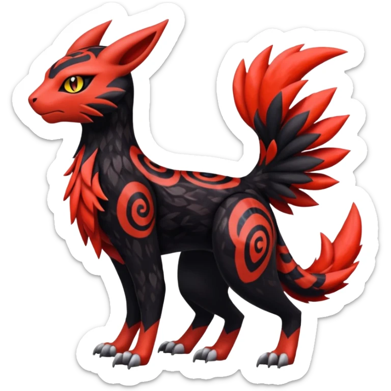 Colorful Meloetta-Litten-Guilmon-Darkrai-Pokémon-Fakémon-fusion-hybrid-creature sticker