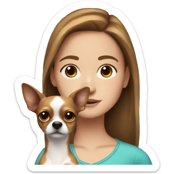 white girl with brown hair and freckles with a chihuahua sticker