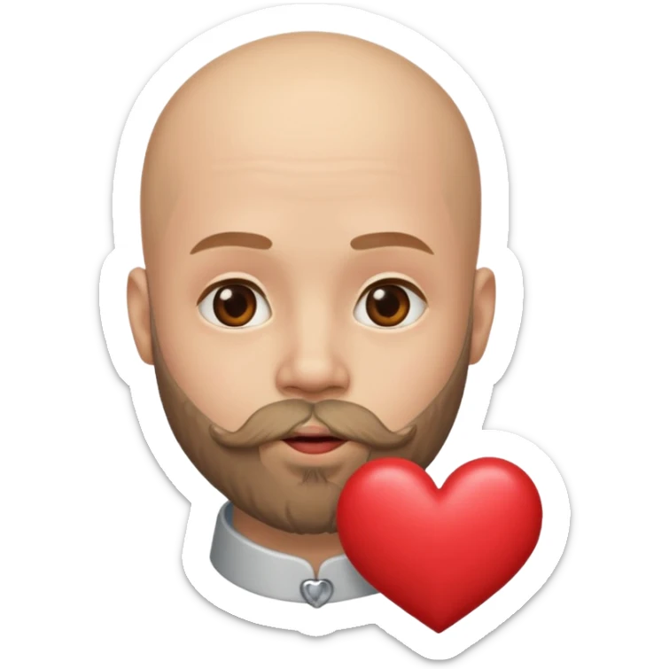 Un homme chauve barbu qui envoi un bisous cœur sticker