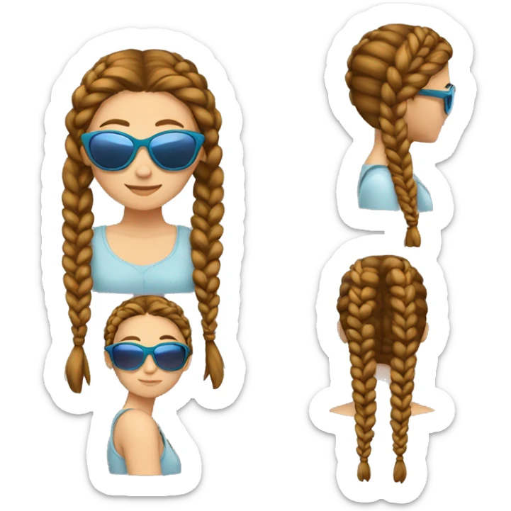 amazon with French braids, brown hair and sunglasses sticker