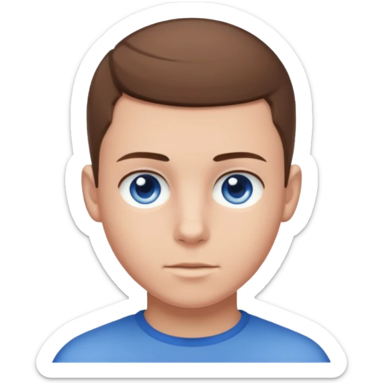 teenage male with buzz cut, brown hair, white, and blue eyes  sticker