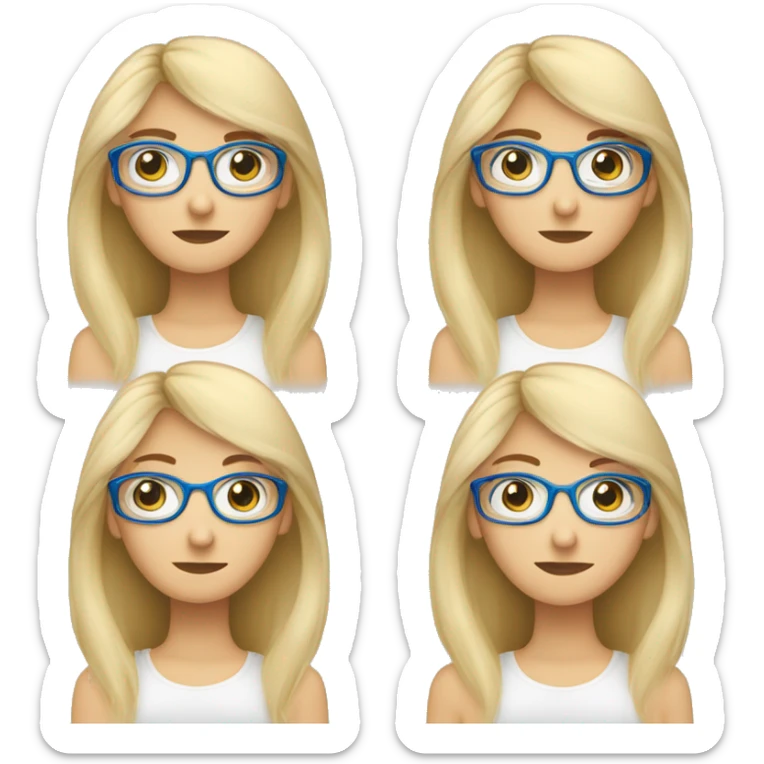 Frau blondes halblanges Haar und blaue Augen und braune Brille und Sommersprosse sticker