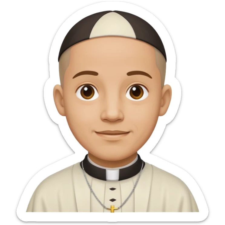 Dominican priest as a happy, expressive emoji icon, simplified, bold outlines, flat colors sticker