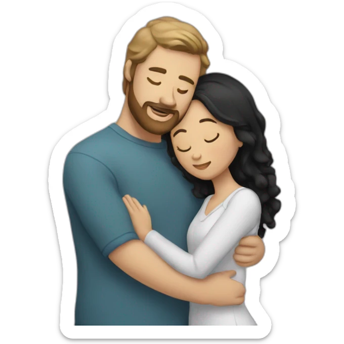 White man brown beard and hair hugging woman with long black hair sticker