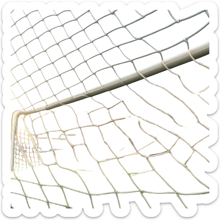 Cinematic Realistic image of a soccer goal net with intricately detailed mesh textures and subtle signs of wear, set against a dynamic, sunlit stadium backdrop that emphasizes its iconic presence in the game sticker