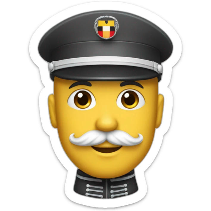 Bonhomme avec une petite moustache des cheveux noir et un uniforme militaire allemand et un brassard sticker
