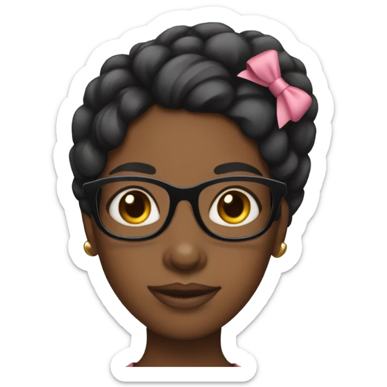 Black girl with glasses and a bow in her hair sticker