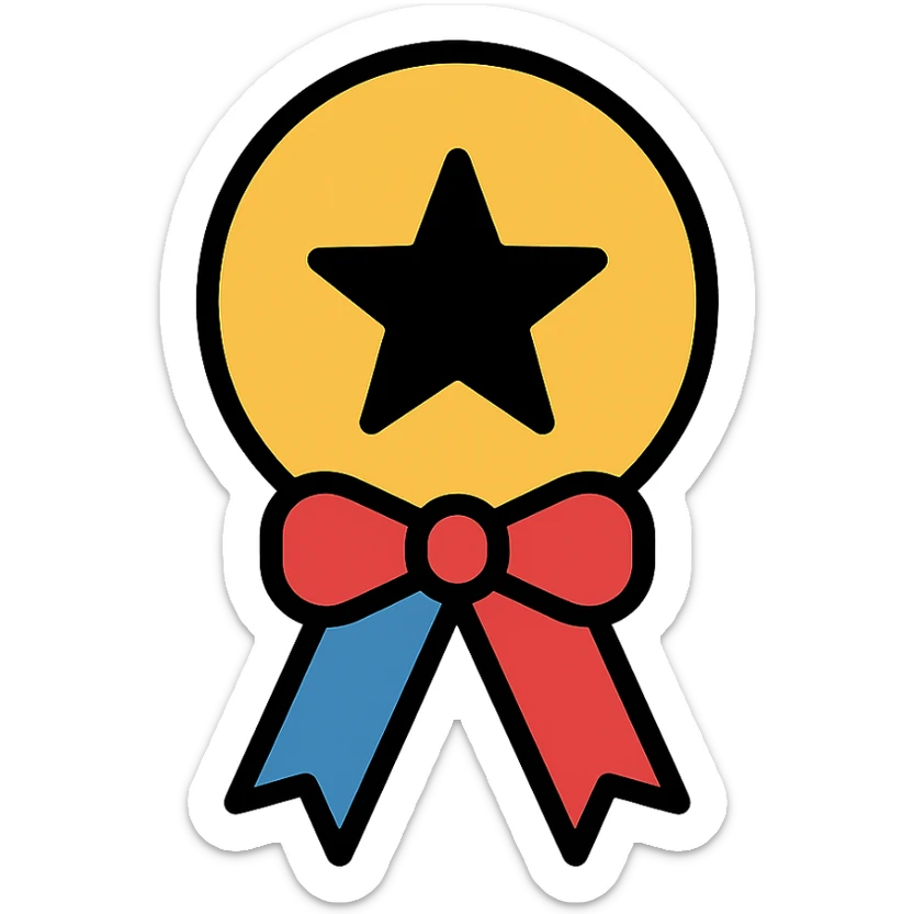 best seller award badge icon, gold and colorful elements, elegant minimalist flat design, 2D flat vector, trending icon look, soft shadows, isolated on white background, no text, perfect for commercial use sticker