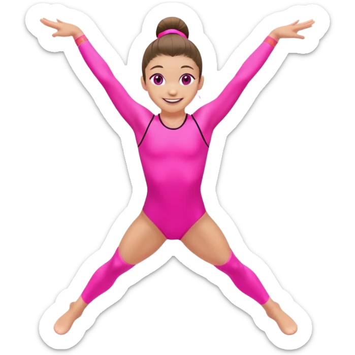 "A gymnast in neon pink outfit with a smile and a look of surprise (normal skin) sticker
