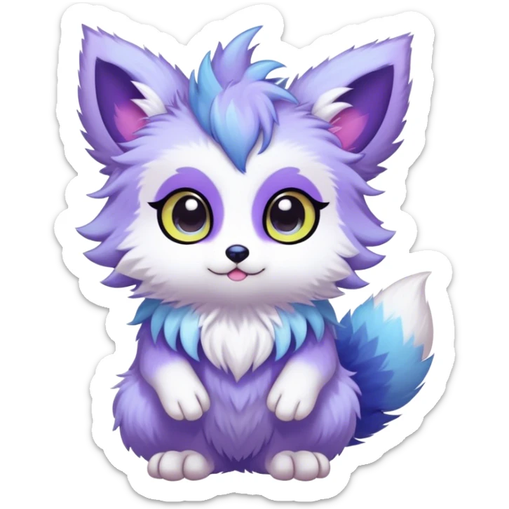 Kawaii bright fantasy ethereal anthro fursona Fakemon animal creature sticker