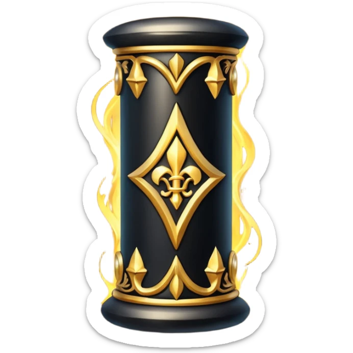 gothic obsidian pillar with golden details and a baroque and mystic atmosphere and glowing arcane sigils sticker