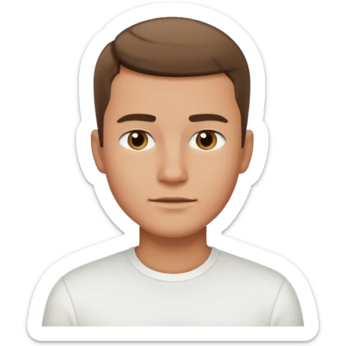 Ai create iPhone emoji, With hair comma hair short, Male, and make white shirt sticker