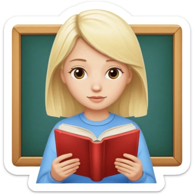 pretty light blonde girl barbie reading huge philosophy book sticker