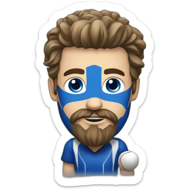 Hockeyeurs barbu habillé de bleu qui cherche la bagarre sticker