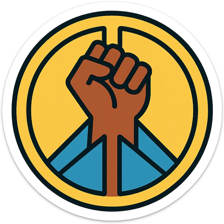 Black Lives Matter peace symbol with fist symbolizing hope, minimal style, no text sticker