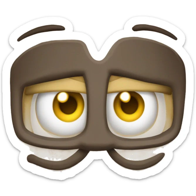 Una carita amarilla y redonda con cubrebocas que esté arrugando la nariz y encarnando una ceja sticker