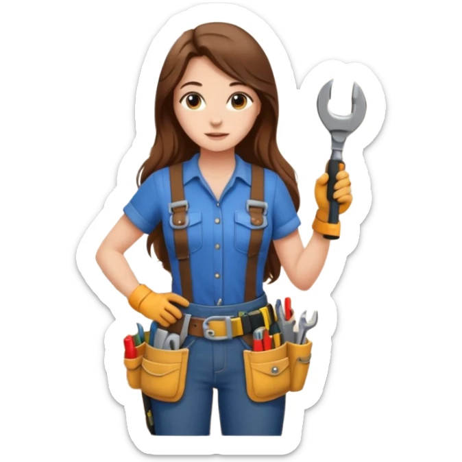 beautiful girl with long brown hair renovating her apartment sticker