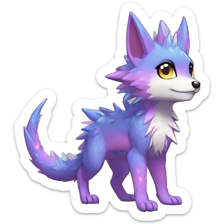 Anthro Scalie Spiky Cool Edgy Magical Shiny Colorful Pastel Sparkle Kemono-style Chibi Fantasy-Animal-Fakémon-Pokémon-Hybrid Fur Sona Aesthetic Full Body sticker