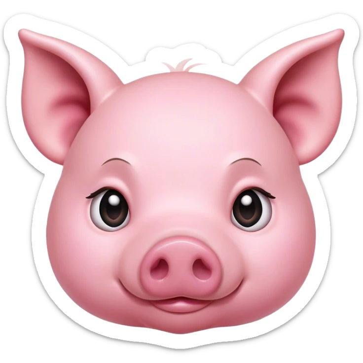 close up image of a pig and it should be cute. remove the body, just the face sticker