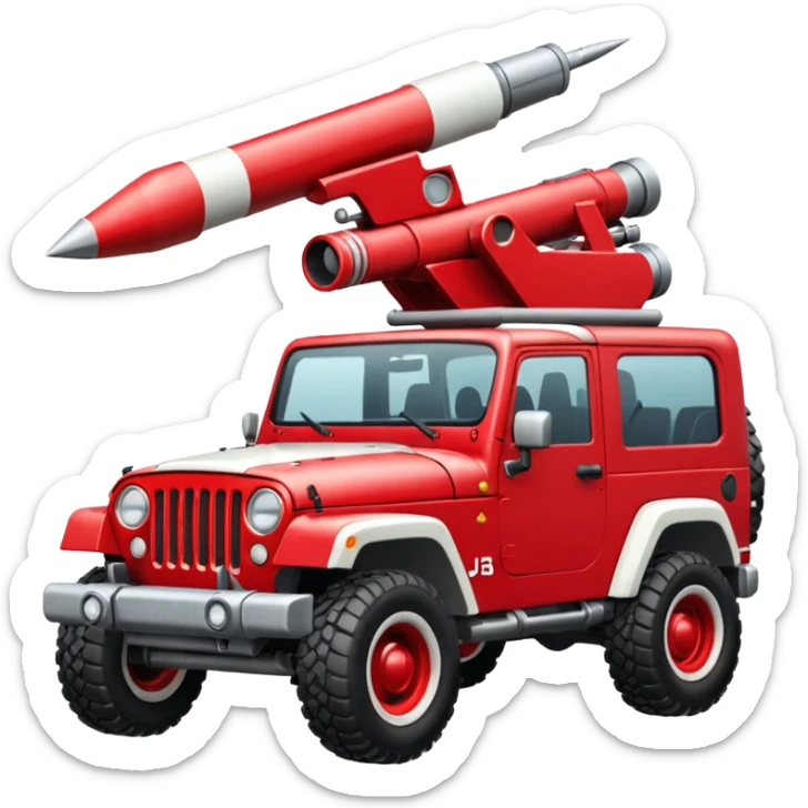 Red And White Jeep With Missle Launcher sticker