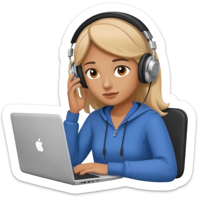 super busy female looking at the laptop and headphones do not disturb sticker