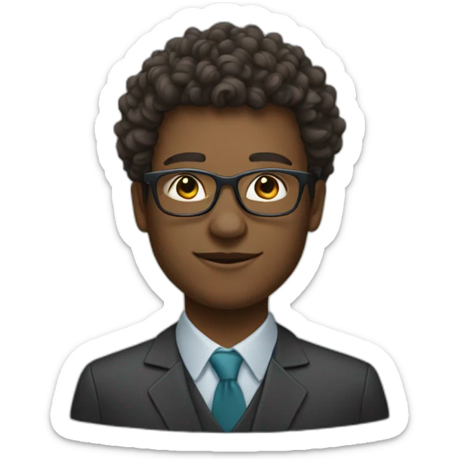a financial market trader with curly hair and white skin and glasses sticker