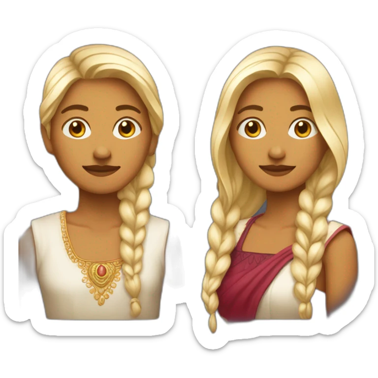 Indienne au cheveux long et français aux cheveux blond foncé sticker