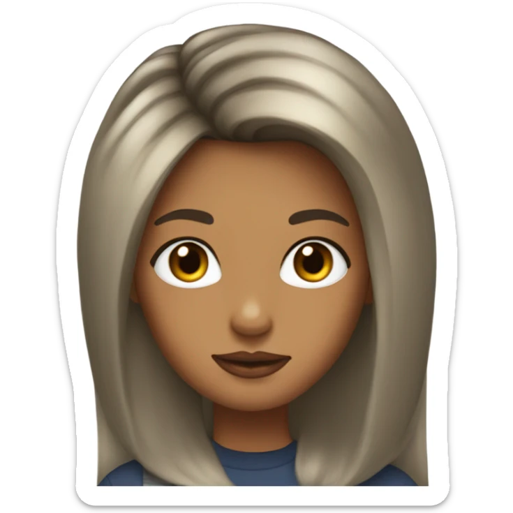 A girl with Victoria's 90's blowout black hair and hazel eyes  sticker