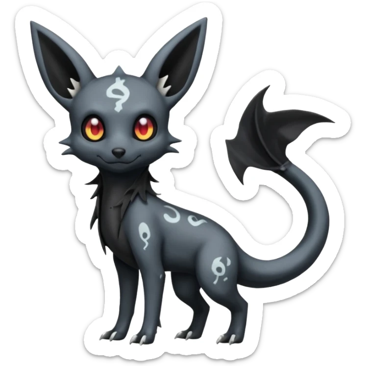 Nebulae Gothic Spooky Umbreon-Salandit-Cubone-Duskull-Noibat-Fakémon-hybrid-creature (full body)  sticker