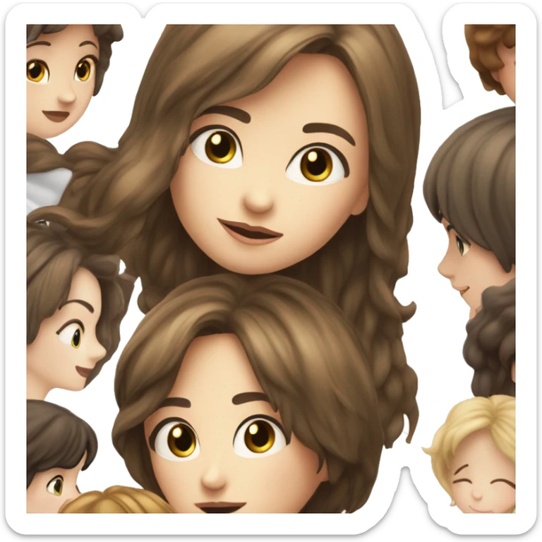 Short long haired brunette girl kisses so tall short haired white skin girl sticker