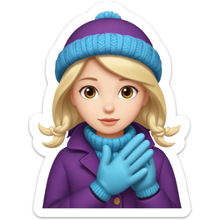 The girl is wearing a warm winter coat and a pair of woolen gloves. sticker