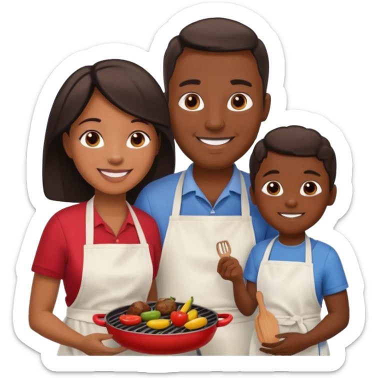 cookout with black family mom,dad,daughter,son, and baby sticker