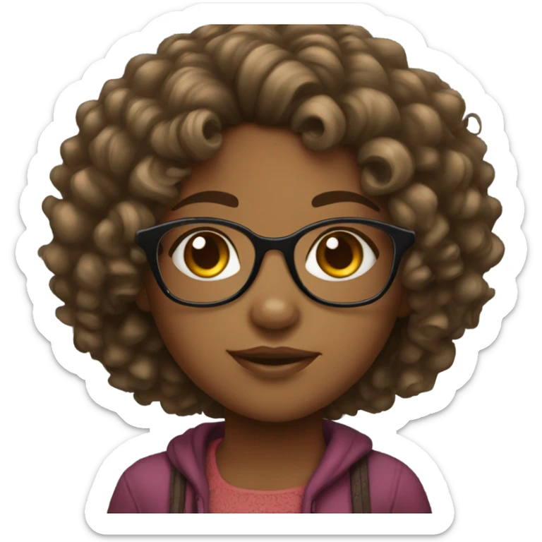 African American girl with glasses and curly hair  sticker
