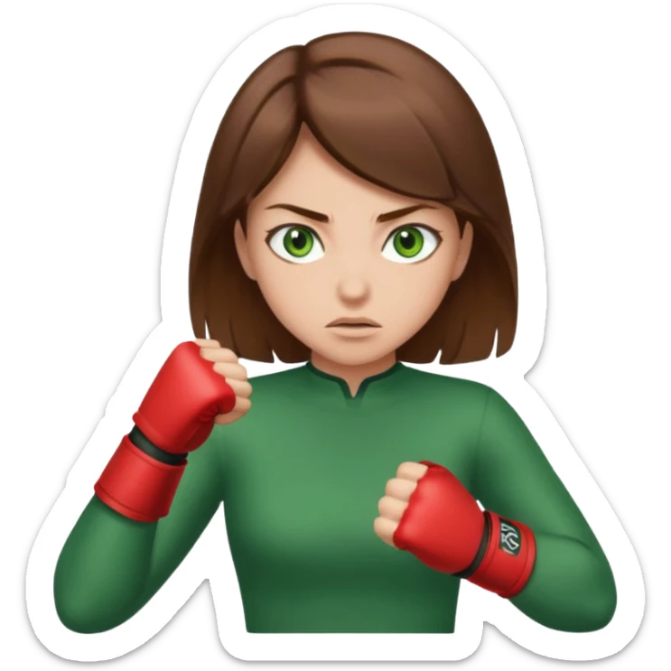girl with green eyes and brown light hair fighthing sticker