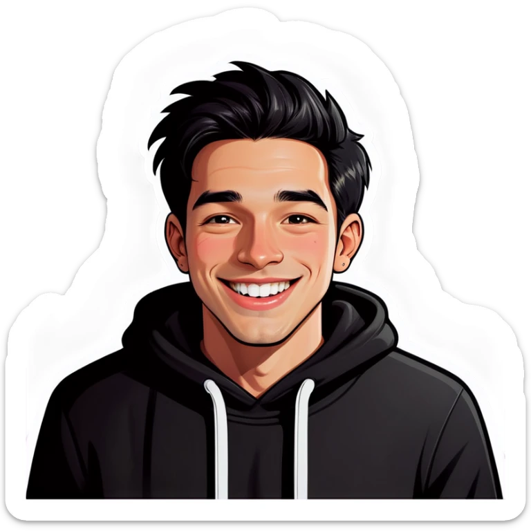 smiling Man wearing hoodie big lips black hair and the skin is between white and black  sticker