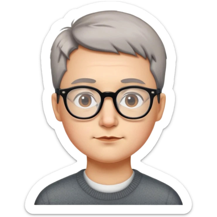 Wears glasses and mole in my chin has short hair  and huss cut  sticker