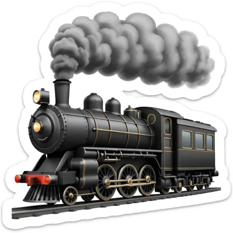 an old-fashion steam train seen head-on as it moves down the tracks sticker