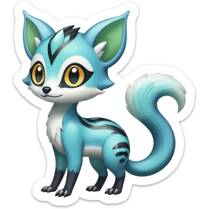 Icy Clear Glossy Glassy Gassy Mossy Meloetta-Vernid-Trico-Sergal-Civet-Fakémon-creature-hybrid sticker