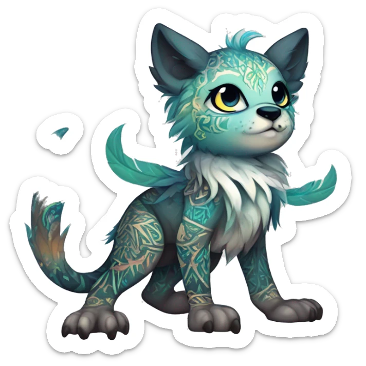 cute Kawaii edgy ethereal shy epic fantasy animal fursona Fionbri creature by griffsnuff & LiLaiRa & Falvie with exotic colors with intricate patterns full body sticker