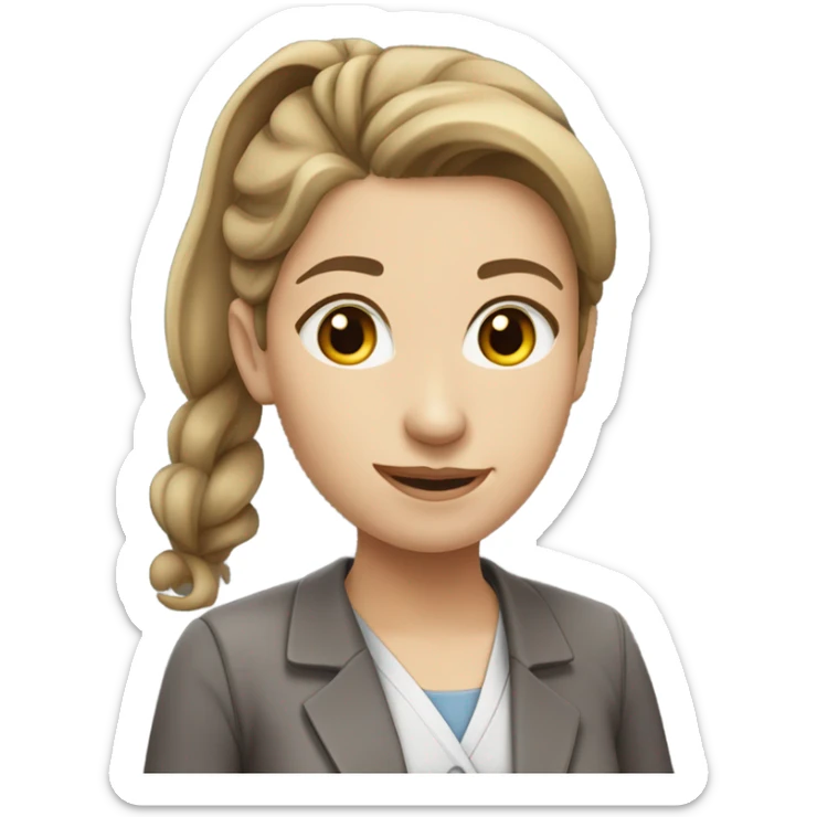 femail young biology professor with light brown hair at the ponytail and white skin sticker