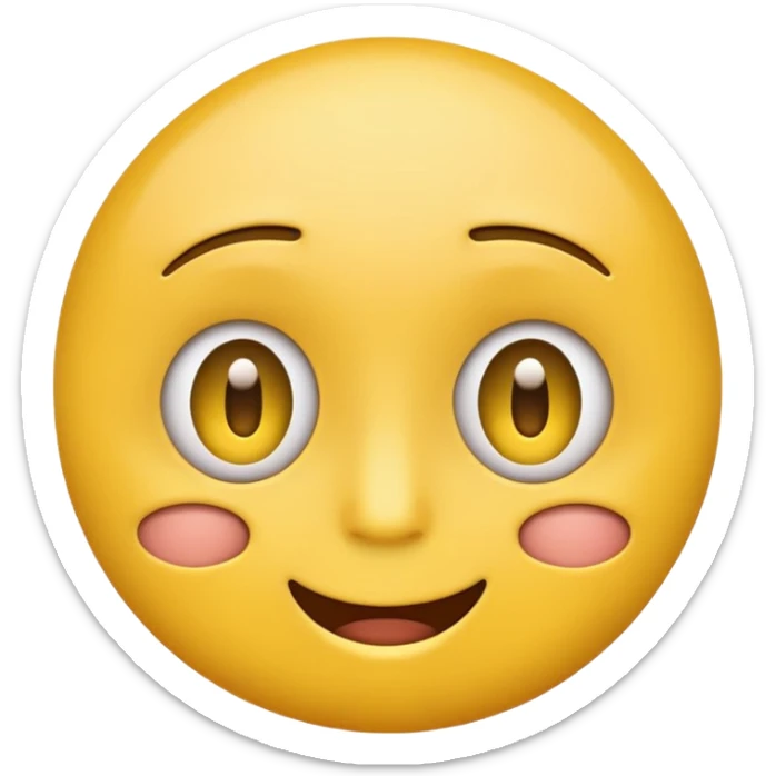 a yellow emoji-face with a nervous smile. the right eye is wide opened, the left eye is half closed. sticker