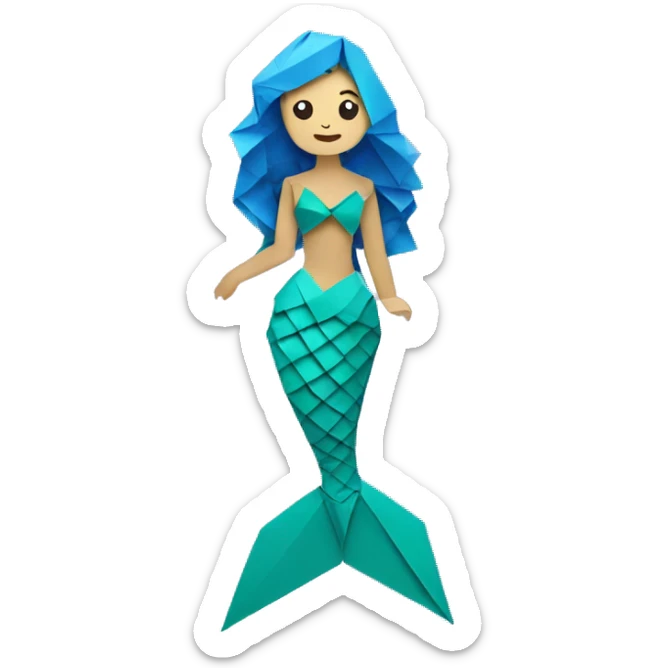origami mermaid sticker