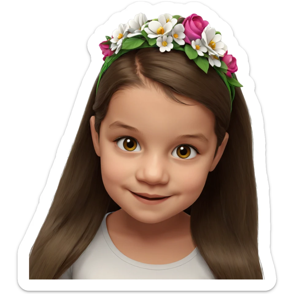 smiling girl with flower crown sticker